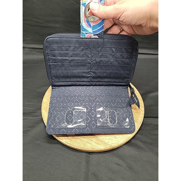 Vera Bradley Wallet Turn Lock Clasp Blue Pink Colors Zip Around Clutch - Picture 8 of 8